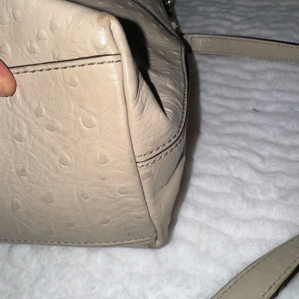 Kate Spade Beige Ostrich-Embossed Satchel